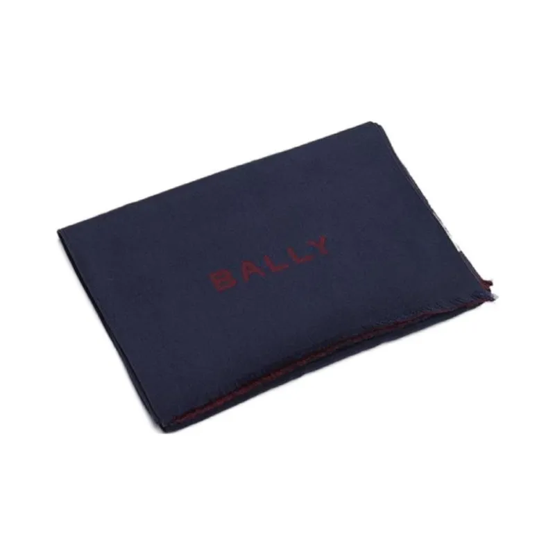BALLY Wool Knit Scarves Men's Dark Blue/Red-0