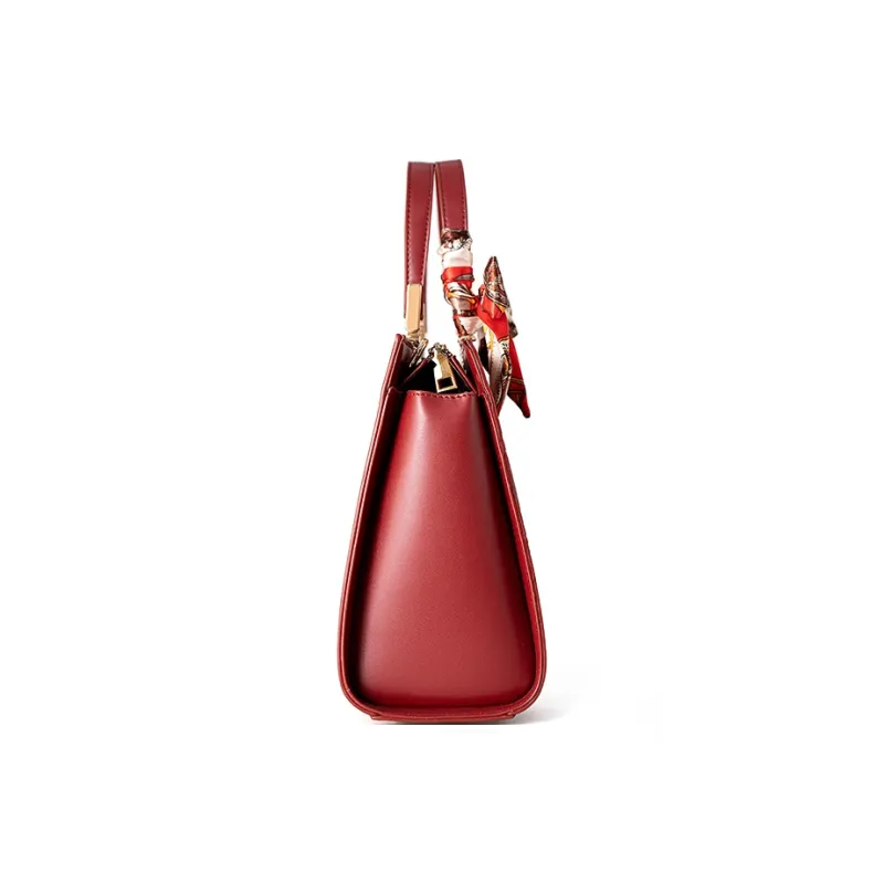 Vigno Synthetic Leather Tote Shoulder Bag Crossbody Bag Handbag Regular Women's Red-3