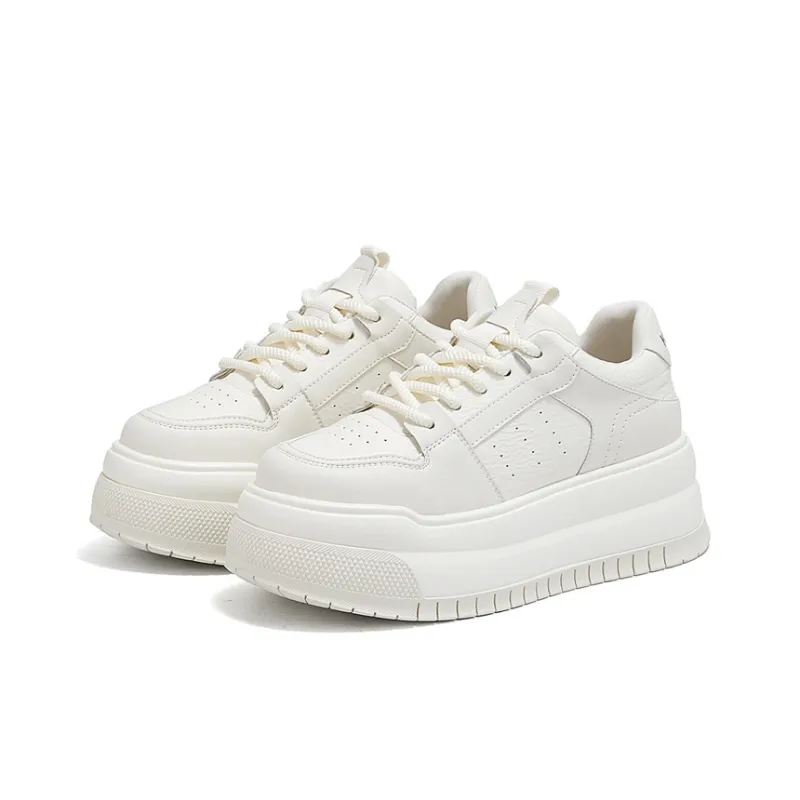 KEKAFU Anti-Slip And Wear-Resistant Height Increasing Low-Top Casual Shoes Women's Beige-2