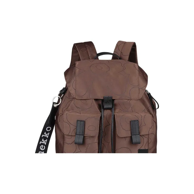 Marimekko Polyester Backpack Large Size Unisex Brown & Black-1
