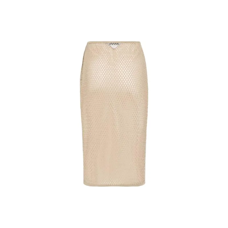 PRADA Logo Plaque Midi Skirt-1