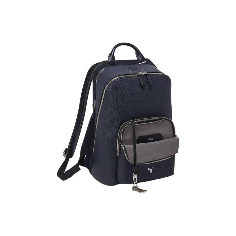 TUMI Leather Backpack Men's Dark Blue-1