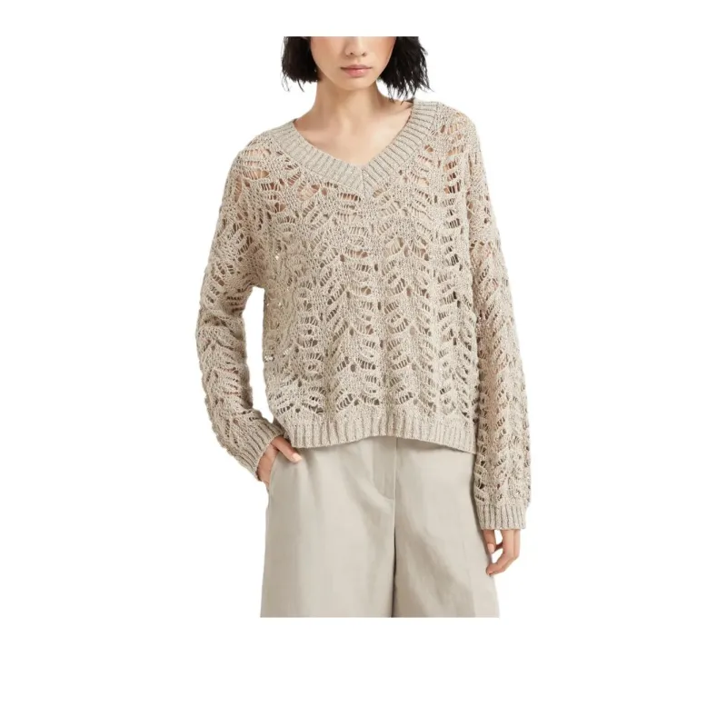 Brunello Cucinelli Foliage Lace V Neck Jumper-1
