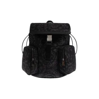 VERSACE Barocco Fabric Backpack Men's Black