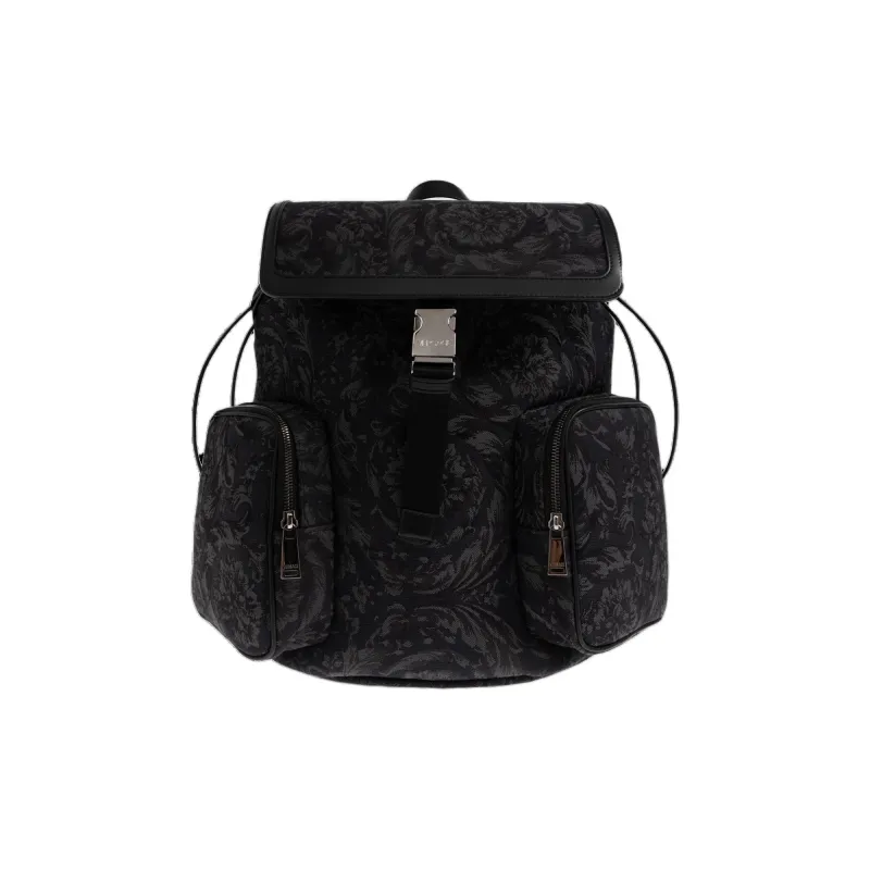 VERSACE Barocco Fabric Backpack Men's Black-0