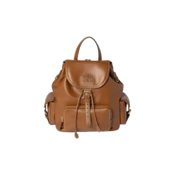 MIU MIU Calfskin Backpack Women's Brandy