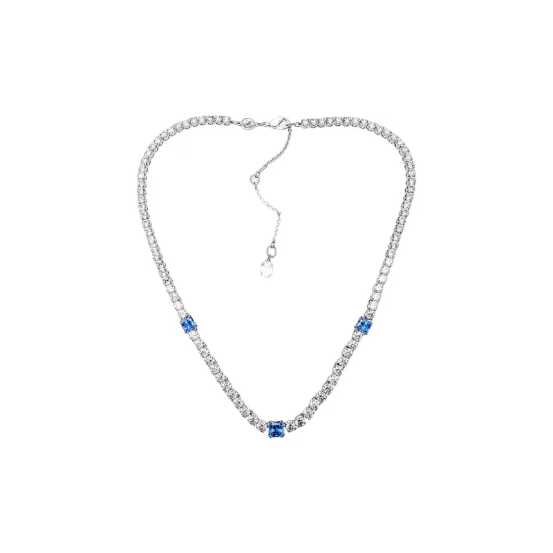 Swarovski Matrix Tennis Cubic Zircon White Gold-Plated Necklaces Women's Silver-3