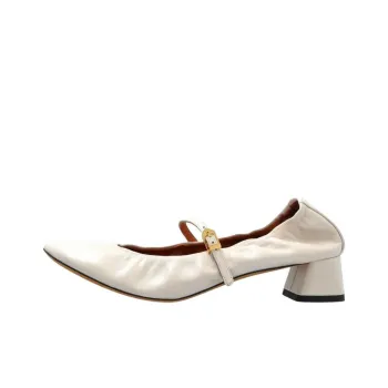 Lanvin Cream Chunky Heel High Heels 4cm Women's Pearl White