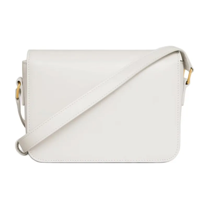 CELINE Triomphe Calfskin Shoulder Bag Women's White-2