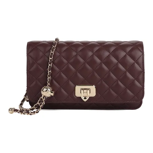 MEXICAN Cow Leather Small Gold Ball Chain Bag Crossbody Bag Regular Women's Burgundy/Black/Ecru