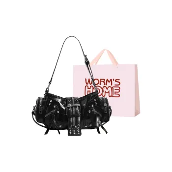 Worm's Home PU Shoulder Bag Women's Black