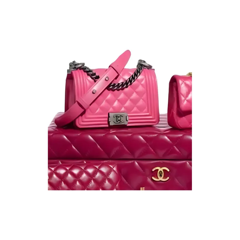 CHANEL Lambskin Combo Set Mini Women's Pink-1