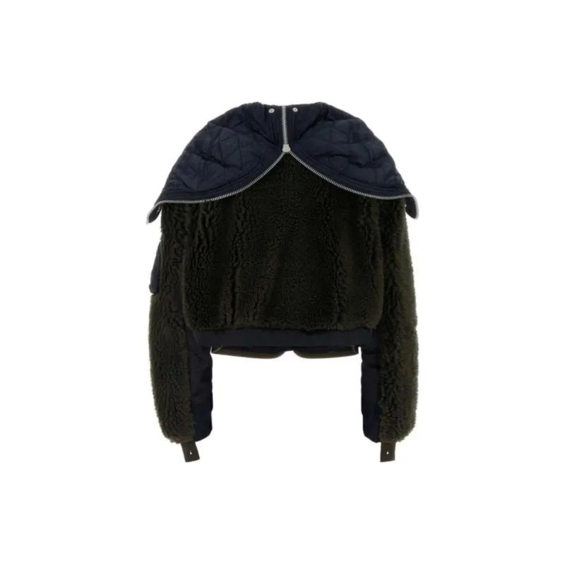Sacai Teddy Shearling Zip Detailed Jacket-1