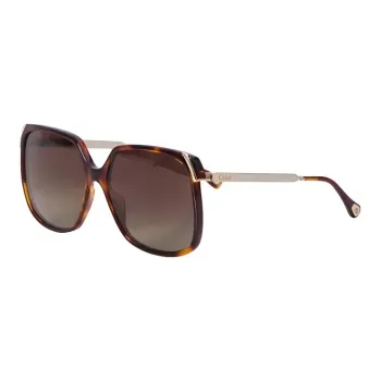 Chloe Acetate Metal Glass Irregular Shape Sunglasses Unisex Havana