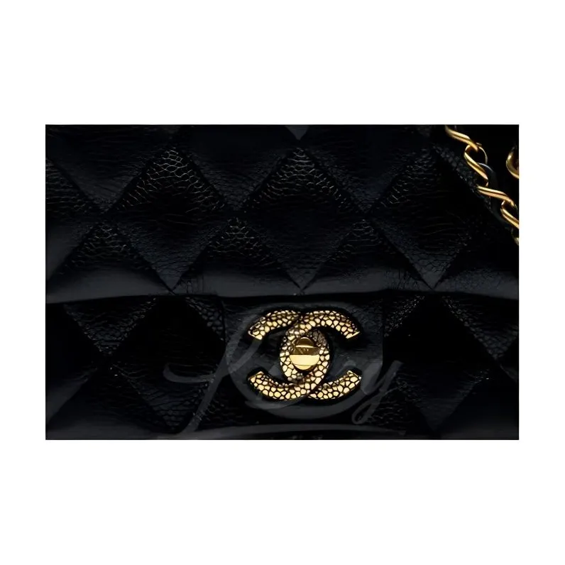 CHANEL Caviar Cow Leather Chain Bag, Shoulder Bag Mini Women's Black-1