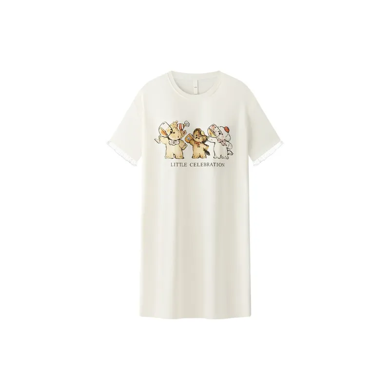 Gongdie x CHAHUAXIAODIU LIANMINGKUAN Nightgown Women's Apricot-0