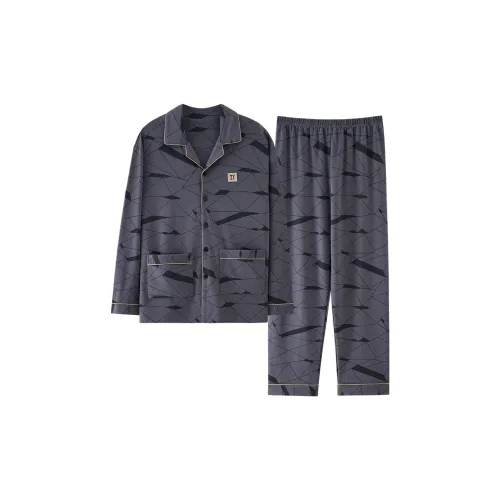 Pretty Lady Pajama Set Men's Gray Blue