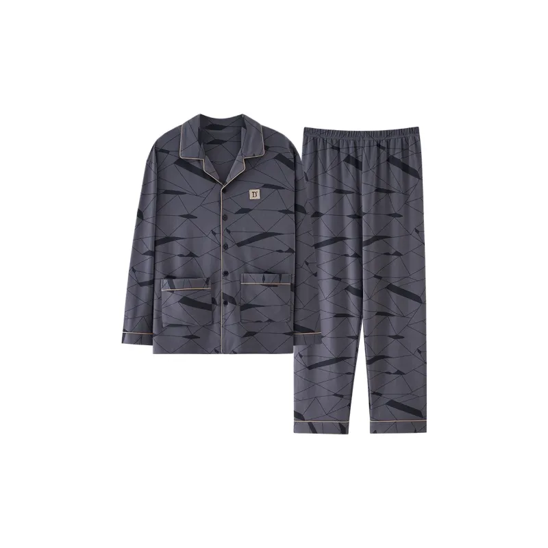 Pretty Lady Pajama Set Men's Gray Blue-0