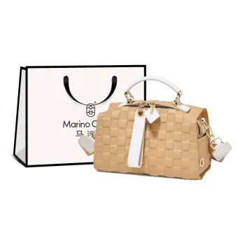 Marino Orlandi Cow Leather With Synthetic Leather One Shoulder Handbag Tubas Women's Cookie Yellow/Ecru