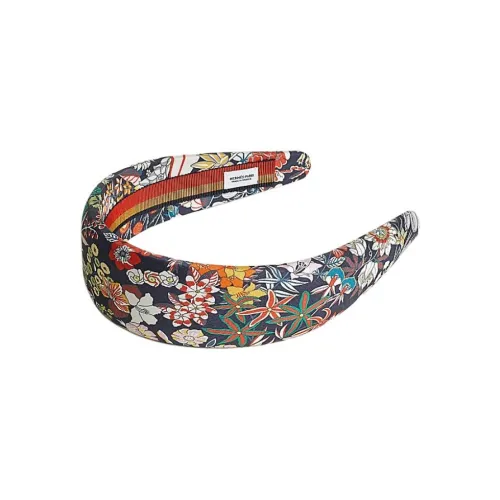 HERMES Mulberry Silk Headbands Women's Navy Blue