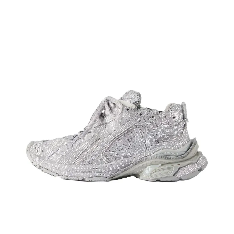 Balenciaga Runner Low-Top Chunky Sneakers Men's Silver Gray-0