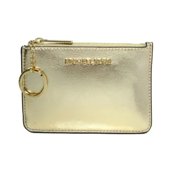 MICHAEL KORS Jet Set Coated Canvas Card Holder Trumpets Women's Light Gold