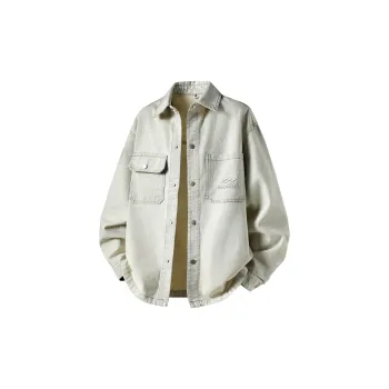 RIEZU Denim Jackets Unisex Ecru