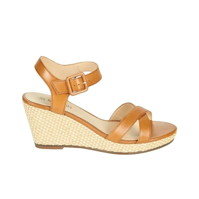 JB MARTIN Querida One Strap Sandals 8cm Women's Brown-1