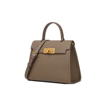 PIERRE CARDIN Top Grain Cow Leather Shoulder Bag, Crossbody Bag, Handbag Regular Women's Elephant Gray/Black