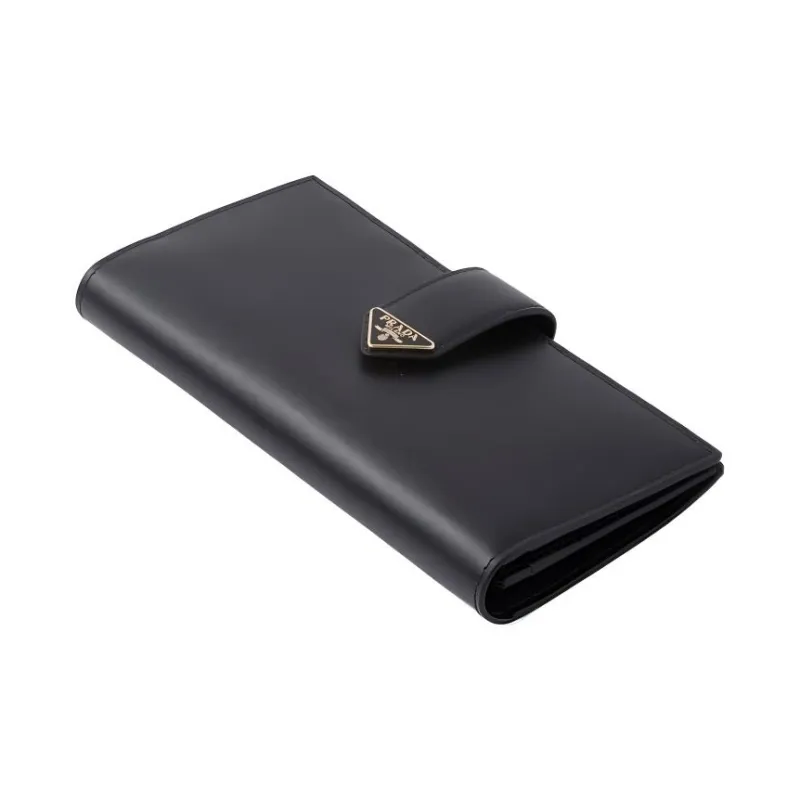 PRADA Leather Wallet Tubas Women's Black-1