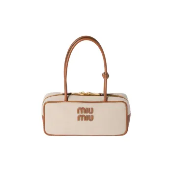 MIU MIU Beau Cotton Handbag Women's Beige