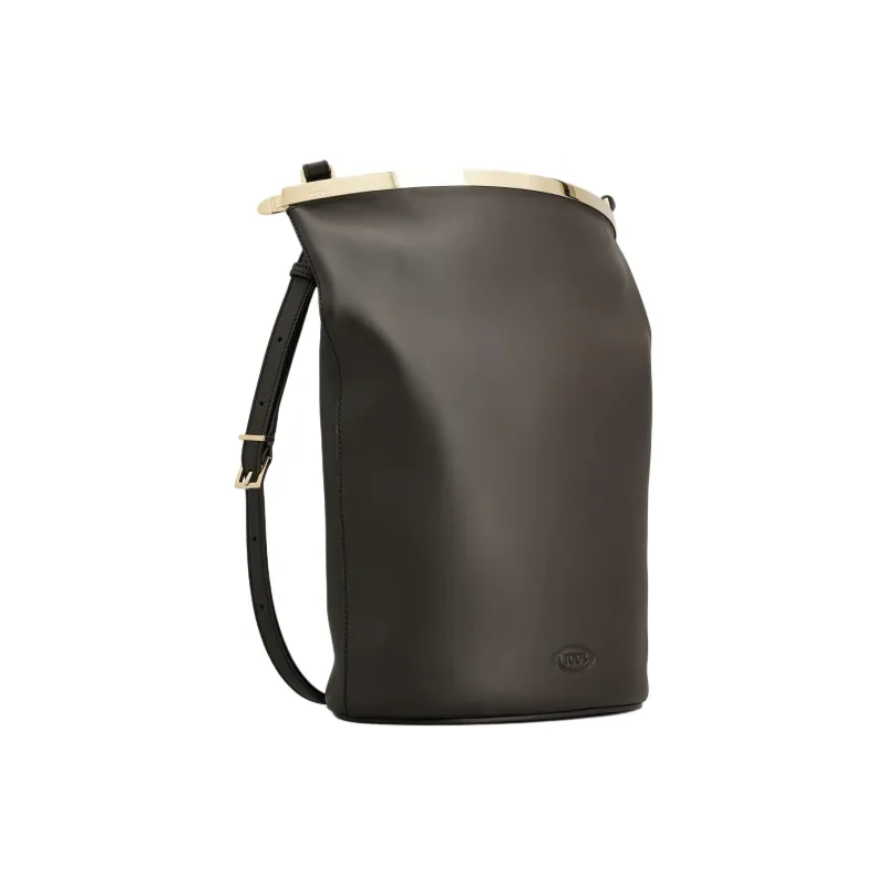 TOD'S Cow Leather Bucket Bags Crossbody Bag, Shoulder Bag Small Size Women's Brown-1
