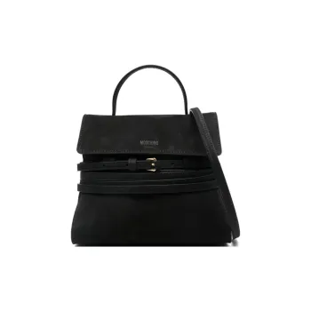 MOSCHINO Suede One Shoulder Handbag Trumpets Women's Black