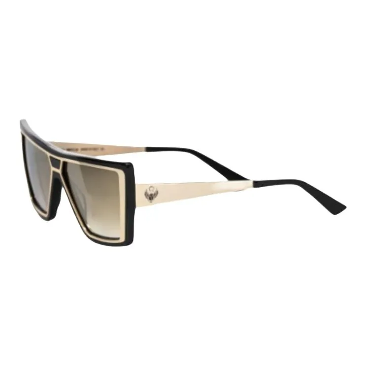 Frankie Morello Acetate Rectangular Sunglasses Unisex Black-0