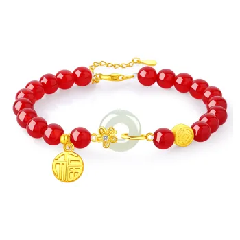 Lao Feng Xiang Hetian Jade Bracelets Green Jade Women's