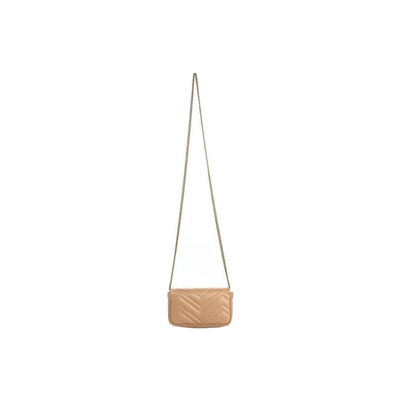 GUCCI Calfskin Shoulder Bag Women's Beige-4