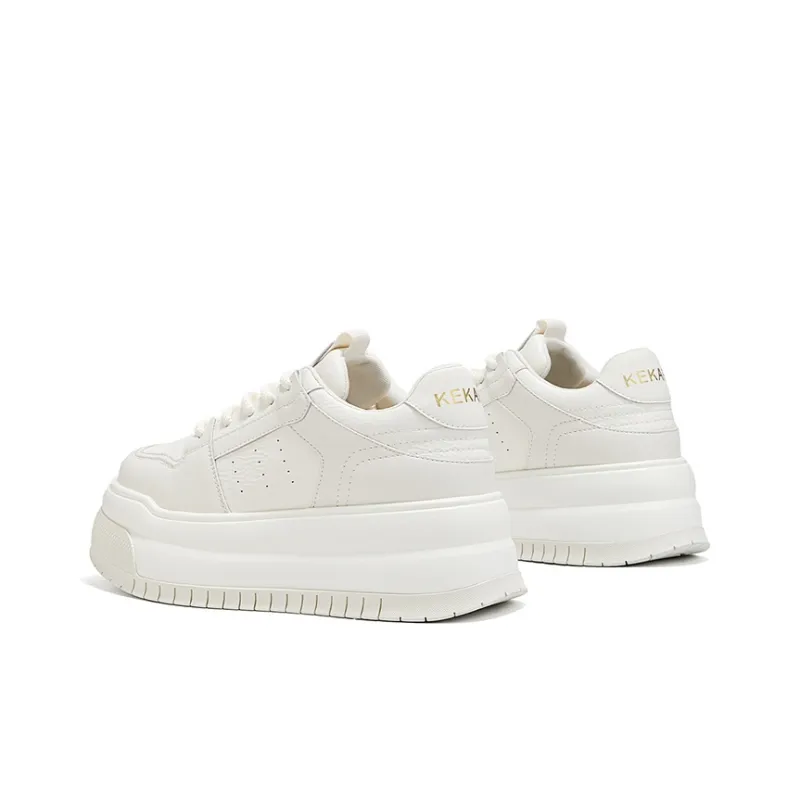 KEKAFU Anti-Slip And Wear-Resistant Height Increasing Low-Top Casual Shoes Women's Beige-3