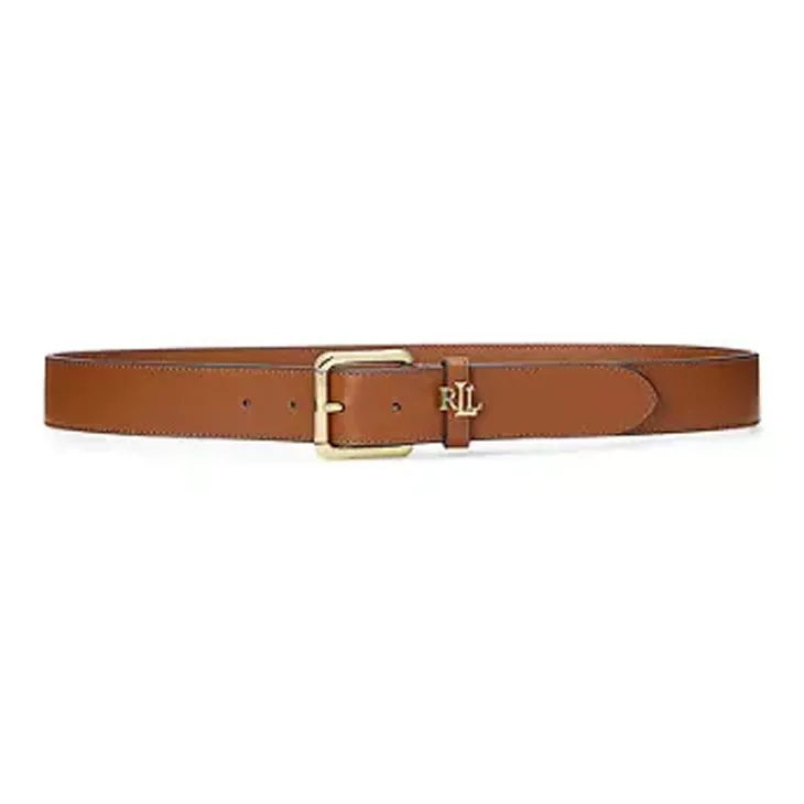 LAUREN RALPH LAUREN Leather, Brass Leather Belts Women's Brown Width 3.2CM-0