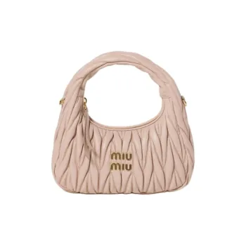 MIU MIU Wander Series Lambskin Crescent Bag Handbag Small Size Women's Pink