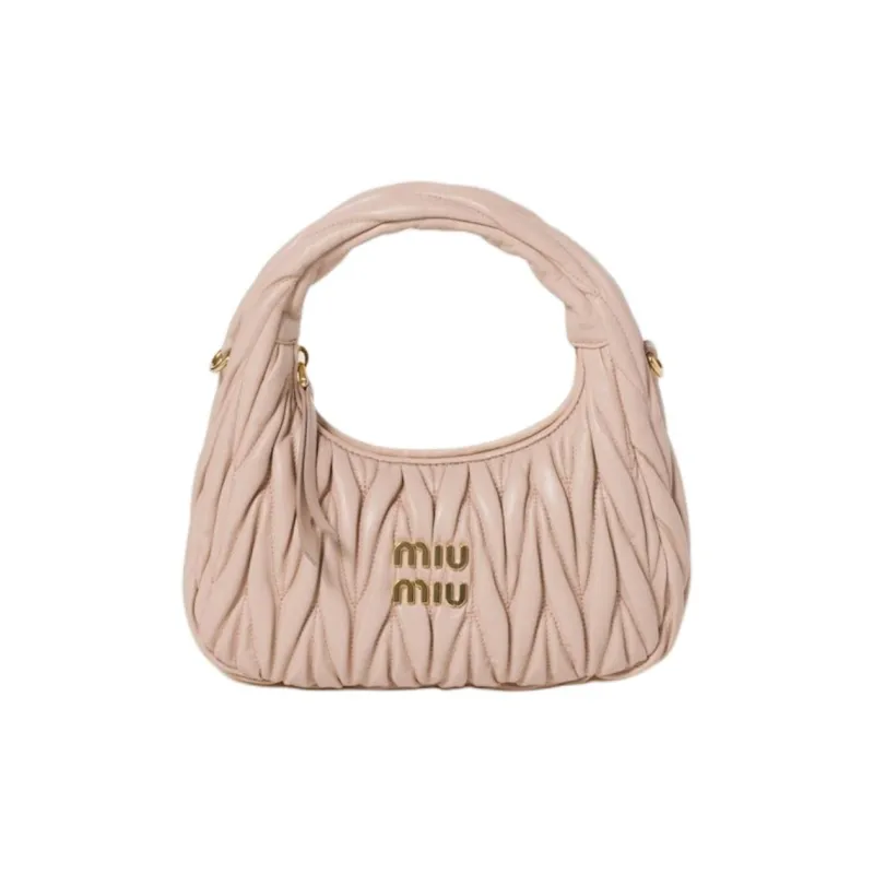 MIU MIU Wander Series Lambskin Crescent Bag Handbag Small Size Women's Pink-0