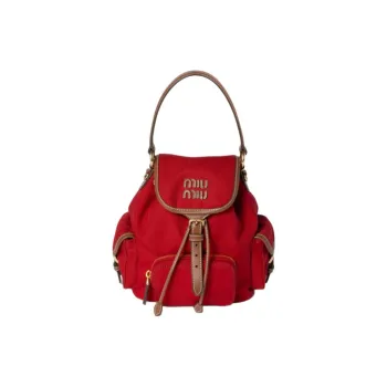 MIU MIU Cotton Backpack Women's Red & Brandy