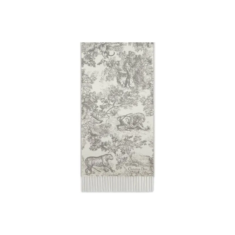 DIOR Cashmere Knit Scarves Unisex Gray-2