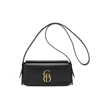 PIERRE CARDIN Cow Leather Shoulder Bag, Box Bag, Shoulder Bag Women's Black/Brown