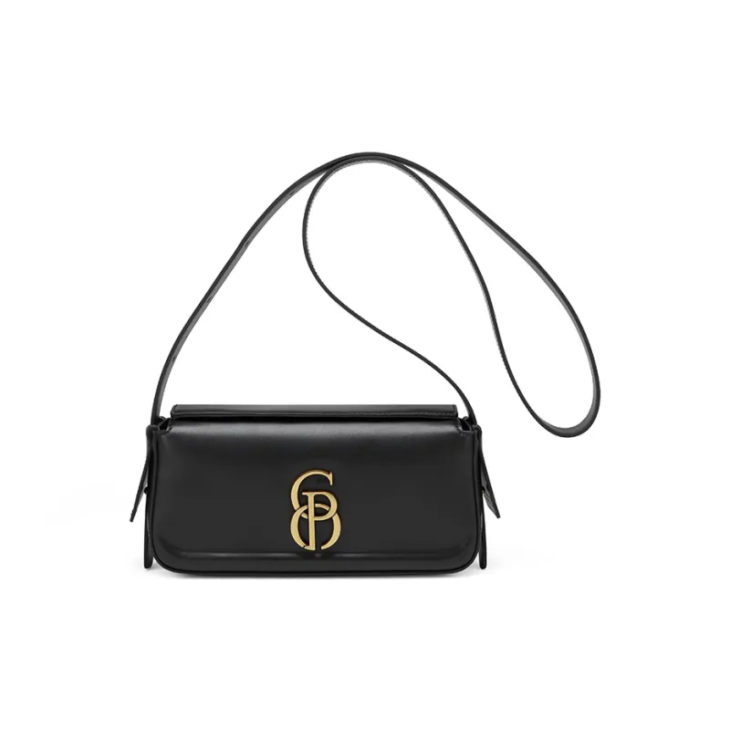 PIERRE CARDIN Cow Leather Shoulder Bag, Box Bag, Shoulder Bag Women's Black/Brown-0
