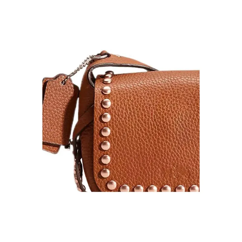 COACH Dakotah Leather Shoulder Bag Crossbody Bag Mini Women's Saddle Leather With Peach Accents-1