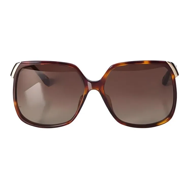 Chloe Acetate Metal Glass Irregular Shape Sunglasses Unisex Havana-1