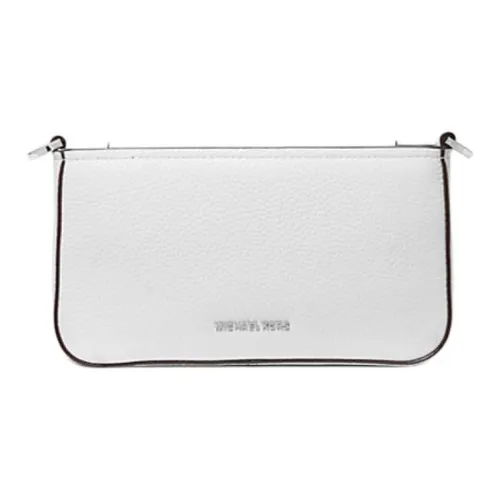 MICHAEL KORS Bryant Litchi Grain Leather One Shoulder Handbag Trumpets Women's Bright White