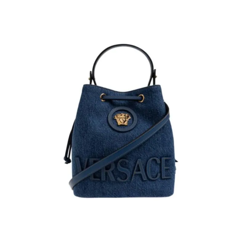 FANSIZHE La Medusa Fabric One Shoulder Handbag Women's Marine Blue-0