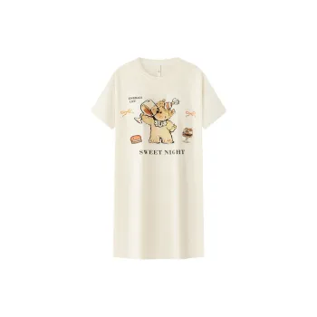 Gongdie x GANBEIXIAOGOUCHAHUA LIANMINGKUAN Nightgown Women's Apricot