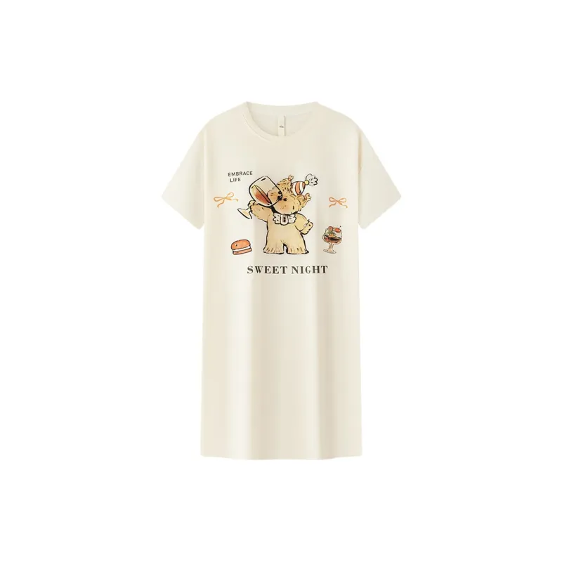Gongdie x GANBEIXIAOGOUCHAHUA LIANMINGKUAN Nightgown Women's Apricot-0
